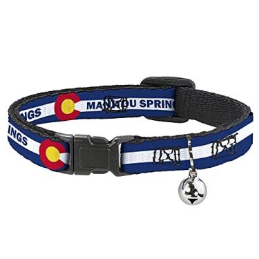 Imagem de Buckle-Down Coleira de gato Breakaway Colorado Manitou Springs Bandeira Azul Branco Vermelho Amarelo 20 a 30 cm 0,5 cm de largura