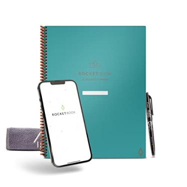 Imagem de Rocketbook Planejador acadêmico reutilizável para estudantes e professores, inclui 13 tipos de páginas, capa azul-petróleo, tamanho carta