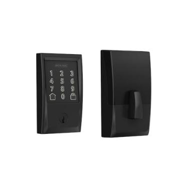 Imagem de Schlage Fechadura C residencial BE489WBCCEN622 Century Encode Smart WiFi Touchscreen Deadbolt C com trava 12351 e acabamento preto fosco 10116 Strike