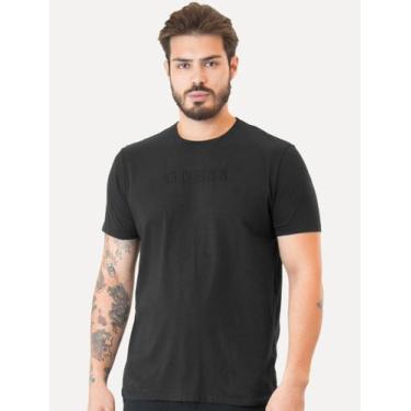 Imagem de Camiseta Guess Masculina Logo Bordado Preta, XL/GG, Preto