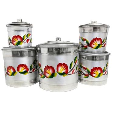 Imagem de Jogo De Mantimentos Alumínio Pote Conjunto Decorado 5 Peças - A2B Pres