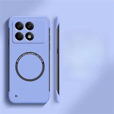 Imagem de Capa de telefone magnética sem moldura ultrafina e rígida para PC para Xiaomi Poco X6 Pro F3 F4 F5 Pro Capa sólida fosca de cor pura, roxa clara, para Poco F5 Pro