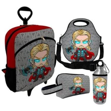 Imagem de Kit Escolar Infantil Mochila de Rodinha + Lancheira Térmica + Necessaire Plus + Squeeze de Alumíni-Unissex