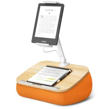 Imagem de Almofada de colo de suporte para tablet ERGONOV, aconchegante, com braço ajustável, 360°, mesa de colo para leitura sem usar as mãos na cama, sofá, para Kindle/iPad/celular de 4,7-13” (laranja)