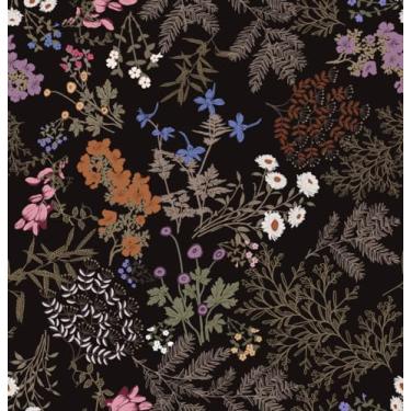 Imagem de Micpolo Papel de parede floral preto, papel de parede floral escuro, papel de contato para armário, vintage, autoadesivo, papel de parede removível para banheiro, quarto, cozinha, prateleira, vinil,
