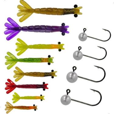 Imagem de Kit 8Pçs Camarão Artificial 4Pçs Jig Head Summer - Summer pesca