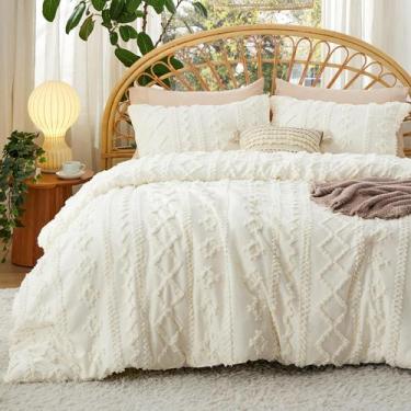 Imagem de Conjunto de Edredom Bedsure Queen Size - Estilo Boho Tufted Marfim (3 