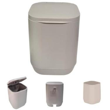 Imagem de Lixeira Elevada Para Piso Parede Com Tampa Amortecedora Cesto de Lixo 