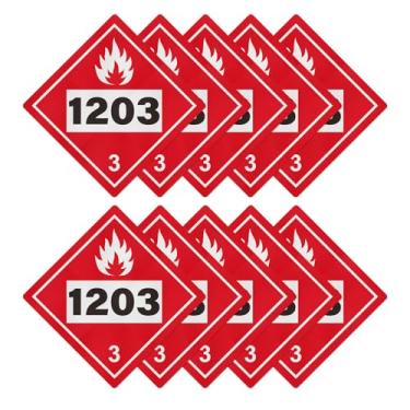 Imagem de YIKIADA Pacote com 10 adesivos 1203 DOT Placard Hazard Class 3 líquidos inflamáveis 26 × 26,75 cm de vinil à prova d'água etiquetas removíveis autoadesivas para armazenamento de transporte