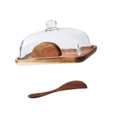 Imagem de oshhni Serviço prato de manteiga com festas de bolo de vidro Bolo de bolo de aniversário Dome de sobremesa de vidro com base para lanches Fruta