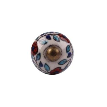 Imagem de Puxador P/Moveis Ceramica Floral Folha Azul - VENUS VICTRIX /, Colorid