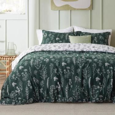 Imagem de Capa de edredon Bedsure King Size reversível verde esmeralda
