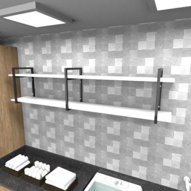 Imagem de Prateleira industrial lavanderia aço cor preto 180x30x40cm CxLxA cor m