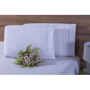 Imagem de Kit 10 Fronhas 70x50cm Percal 100% Algodão 200 Fios Ponto Palito Branc