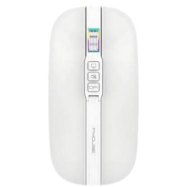 Imagem de Mouse Recarregável Bluetooth Compatível com MacBook Air Pro M1 M2 M3 M4 - Conexão Sem Fios e Cliques Silenciosos (Branco)