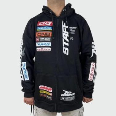 Imagem de Moletom Onbongo Aberto Plus Size Preto-Masculino