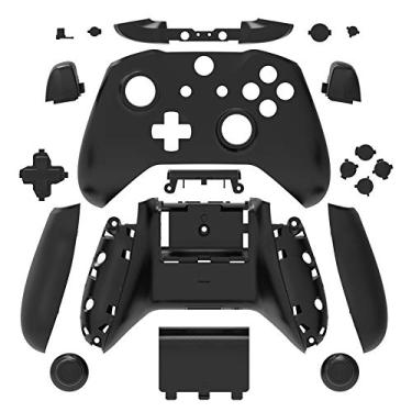 Imagem de Capa WPS Matte com conjunto completo de placas de rosto + botões ABXY + amortecedores RB LB + trilhos direito/esquerdo para Xbox One S Slim (conector de fone de ouvido de 3,5 mm) controladores para versão 1708, Preto
