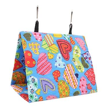 Imagem de Barraca suspensa de pássaros coloridos esconderijo para casa de papagaios cama com ganchos para calopsitas Lovebird, rede de animais de estimação para pássaros (17 * 11 * 15 cm)
