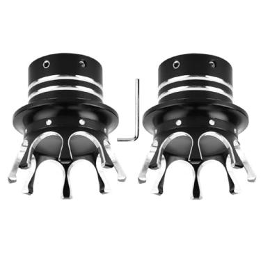 Imagem de RAGBUSCLE Conjunto de tampas de eixo da tampa da porca do eixo dianteiro, capa de porca do eixo do garfo dianteiro estilo coroa, compatível com Harley Sportster Softail Fatboy Dyna Touring, cromo