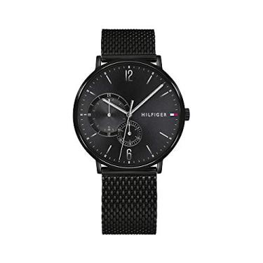Imagem de Tommy Hilfiger Relógio masculino de quartzo com pulseira de aço inoxidável, preto, 20 (modelo: 1791507)