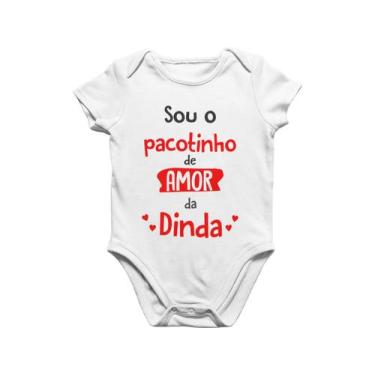 Imagem de Body Bebê Infantil Amor da Dinda Sou o Pacotinho de Amor Branca - Del 