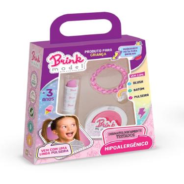 Imagem de KIT DE MAQUIAGEM - PARA CRIANÇA - COM BATOM, BLUSH E PULSEIRA - DERMATOLOGICAMENTE TESTADO 2077