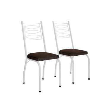 Imagem de Conjunto com 2 Cadeiras Ludi Marrom Escuro e Branco