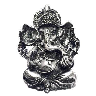 Imagem de Estátua De Ganesha Prateado Pequeno Resina 10Cm