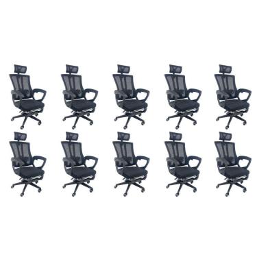 Imagem de Kit 10 Cadeiras de Escritório Presidente Executiva Oficial Paris Preto