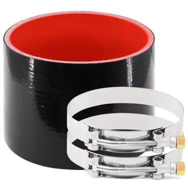 Imagem de ID 102 mm (102 mm) Acoplador de desempenho de mangueira de silicone reto reforçado com 4 camadas de alta temperatura com 2 braçadeiras de parafuso T, conexão de tubo turbo de alto nível adequado