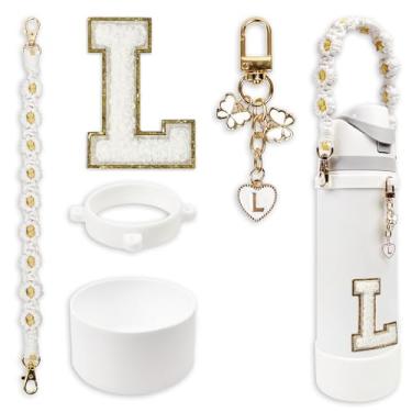 Imagem de Conjunto de monograma fofo de bota de silicone compatível com garrafa de água Owala 947 ml - Acessórios perfeitos para Owala Tumbler, Owala Free Sip, Pink Owala, Black Owala, copo de café owala