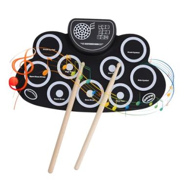 Imagem de 9 Pads Conjunto de Tambores Eletrônicos, Roll Tambor Com Alto -falantes de Fone de Ouvido, Kit de Tambor Portátil para Crianças Adultos de Práticas Externas Internas