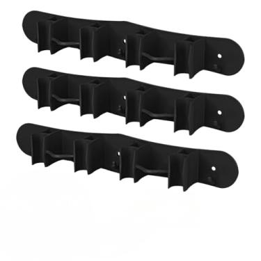 Imagem de Kit 3 Porta Vassoura Rodo Pá Suporte de Parede Resistente Plástico Bucha Parafuso(PRETO)