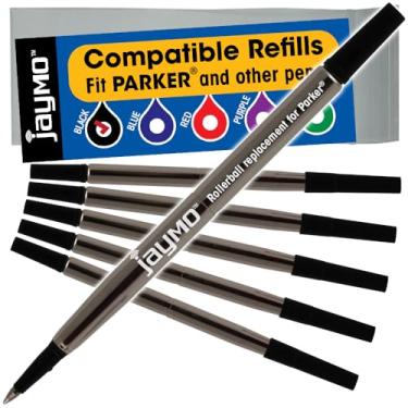 Imagem de Jaymo - Refil de caneta Parker Quink Rollerball compatível, 6 Black