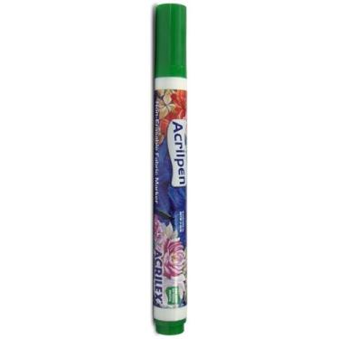 Imagem de Caneta Tecido Acrilpen Acrilex - Verde Musgo 513 - Pintura Permanente e Personalização É Ideal Para Personalizar E Detalhar Seus Projetos De Tecido Com Precisão E Durabilidade