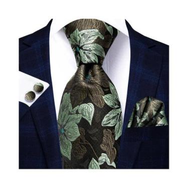 Imagem de Gravata De Casamento De Seda Masculina Designer Jacquard Folhas De Bor