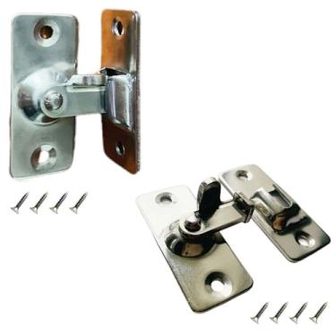 Imagem de Pacote com 2 travas pequenas de 90° para portas de metal resistente, superfície antiferrugem, trava de segurança infantil de fácil instalação para armários de galpões domésticos e portões de animais