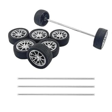 Imagem de 8PCS Toy Car Tire RC Car Rubber Tire with Metal Shaft Axles for RC Car Truck DIY Model Toy Building Projects (2.5x28mm)