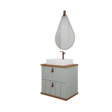 Imagem de Gabinete de Banheiro Milano 60 com Espelho Gota Pistache/Freijo - MGM