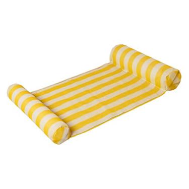 Imagem de Rede de água para natação com bomba de ar, espreguiçadeira, rede flutuante, boias, boias infláveis, para piscina, ar, cama flutuante, leve, cadeira flutuante, compacto e portátil, tapete de piscina (amarelo)