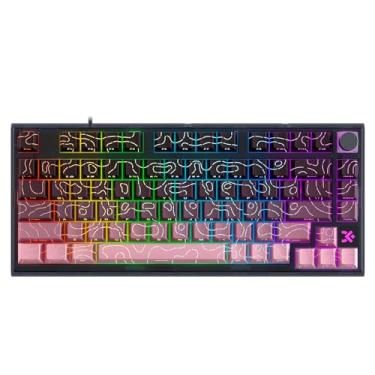 Imagem de MOLGRIA Teclado para jogos SKYLOONG 75%, teclado mecânico com fio USB GK75 HE com interruptor magnético com perfil cereja teclas PBT de tiro duplo, retroiluminado RGB e botão (BlackBerry Horizon Line)