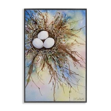 Imagem de Stupell Industries Arte giclée emoldurada em preto ninho de pássaro em aquarela moderna, design por Stephanie Fielden, 40 x 61 cm