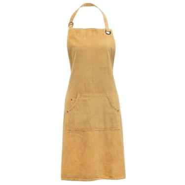 Imagem de Boston International Avental com bolso frontal de algodão premium cozinha cozinhar chef presentes aventais, tamanho único serve para a maioria dos adultos, Dijon Stone washed