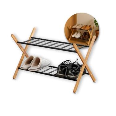 Imagem de Sapateiras Organizadoras Sapateira Madeira Vertical Pequena Porta Sapato Para Entrada Hall 2 Andares