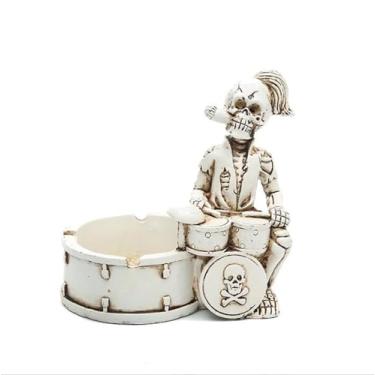 Imagem de Cinzeiro de criatividade personalidade do crânio bonito divertido cinzeiros para homens fumadores de interior material de resina para uso doméstico escritório ornamentos (tamanho: A)