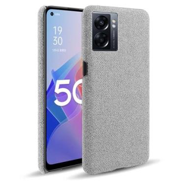 Imagem de Capa para OPPO A57 5G,Capa desenhada em lona,Case Protetora Ultrafina com Empunhadura Macia,Design em Tecido Antichoque e Antiarranhões-Light gray