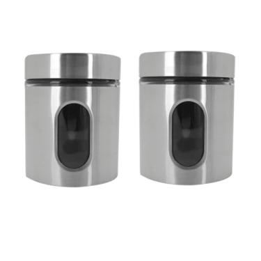 Imagem de Kit Com 2 Potes Vidro Vítreo Revestido Em Inox 630ML com Tampa Hermética e Visor - Ideal para Armazenar Café, Açucar, Sal, Grãos e Mantimentos - Super Resistente - Cantinho Do Café