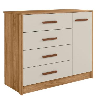 Imagem de Cômoda Infantil Para Quarto de Bebê Pérola 01 Porta 04 Gavetas Nature Off White - Abmaza
