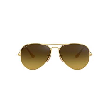 Imagem de Ray-Ban Óculos de sol aviador clássico RB3025, Ouro fosco/marrom dégradé marrom escuro, 55 mm