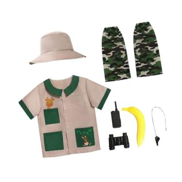 Imagem de simhoa Conjunto de fantasias de explorador infantil, kit de aventura ao ar livre para caminhadas, presente de aniversário ao ar livre, M